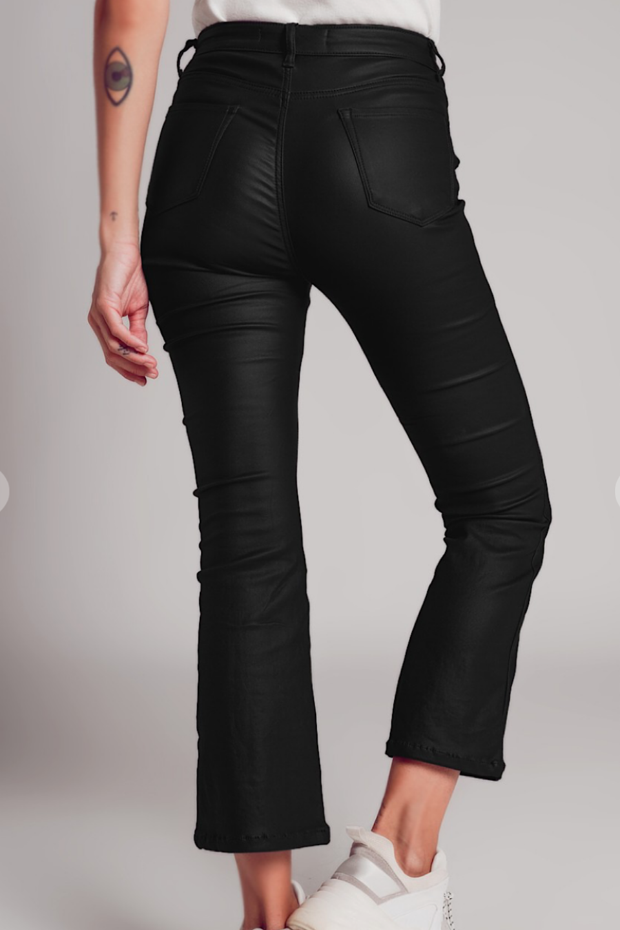 Faux Leather High Kick Flare Pants