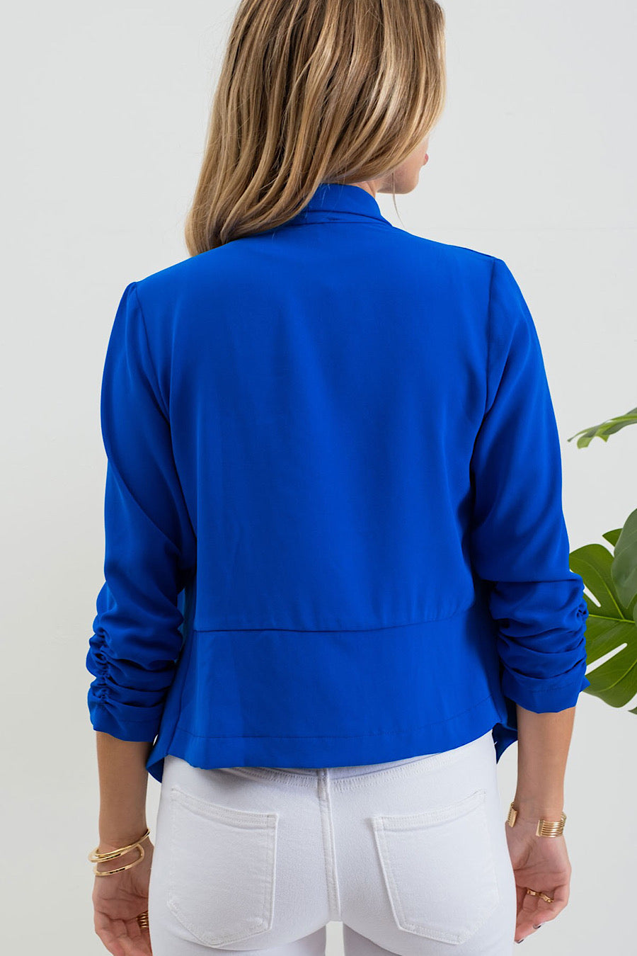 Blaze Ahead Drape Collar Blazer Royal Blue
