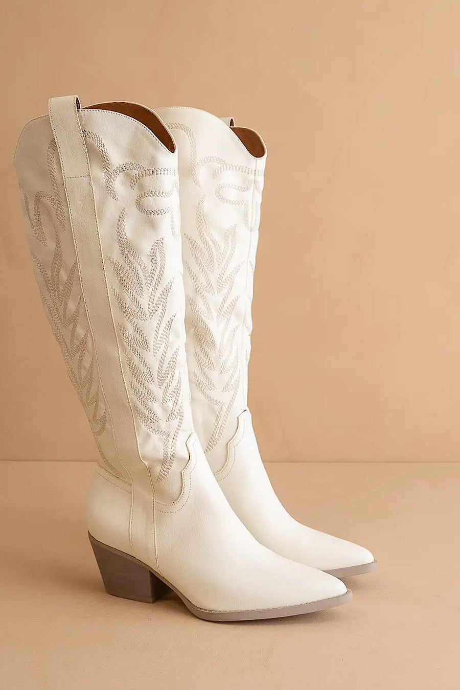 Samara Embroidered Boots in White