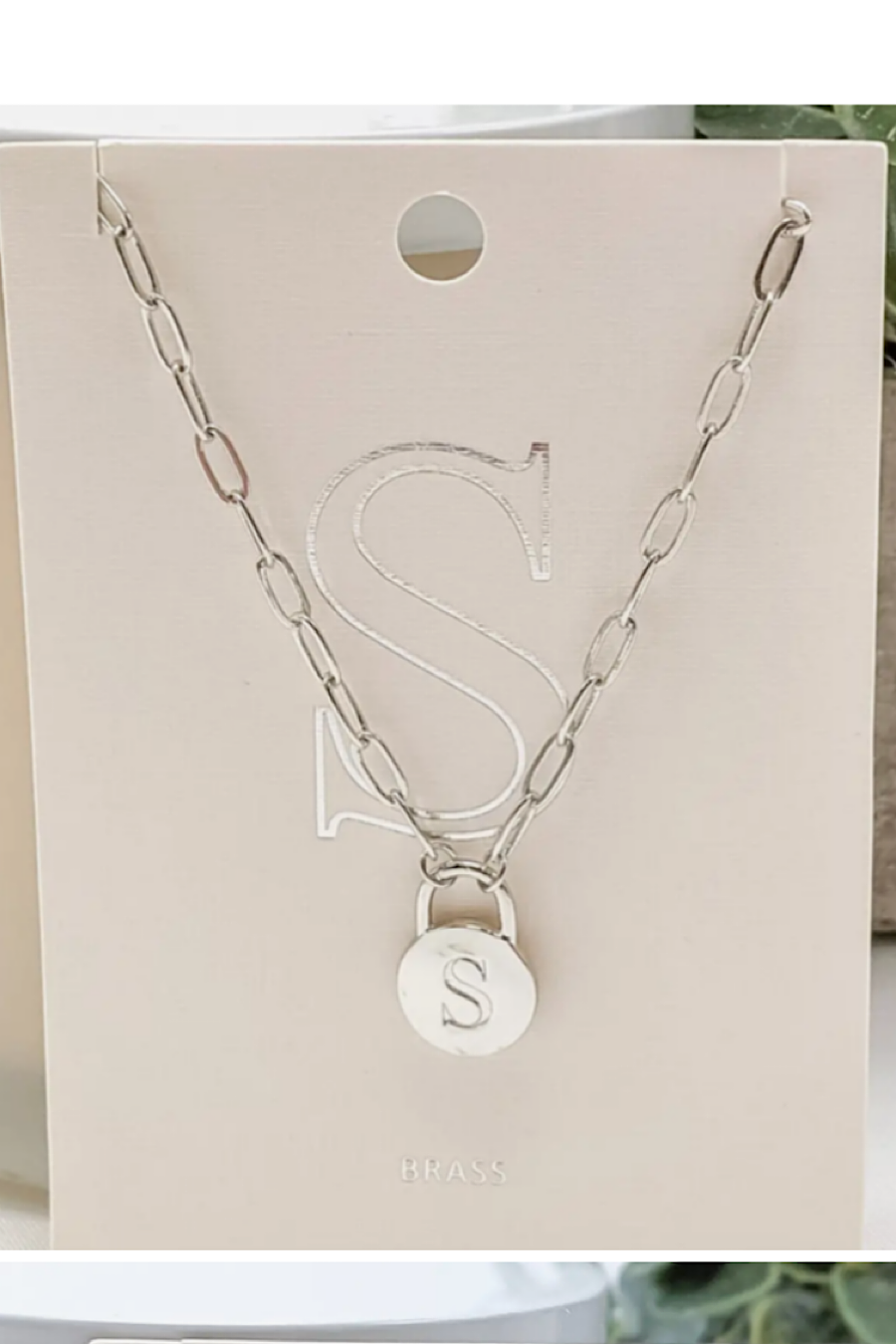 Initial Lock Pendant Necklace Silver