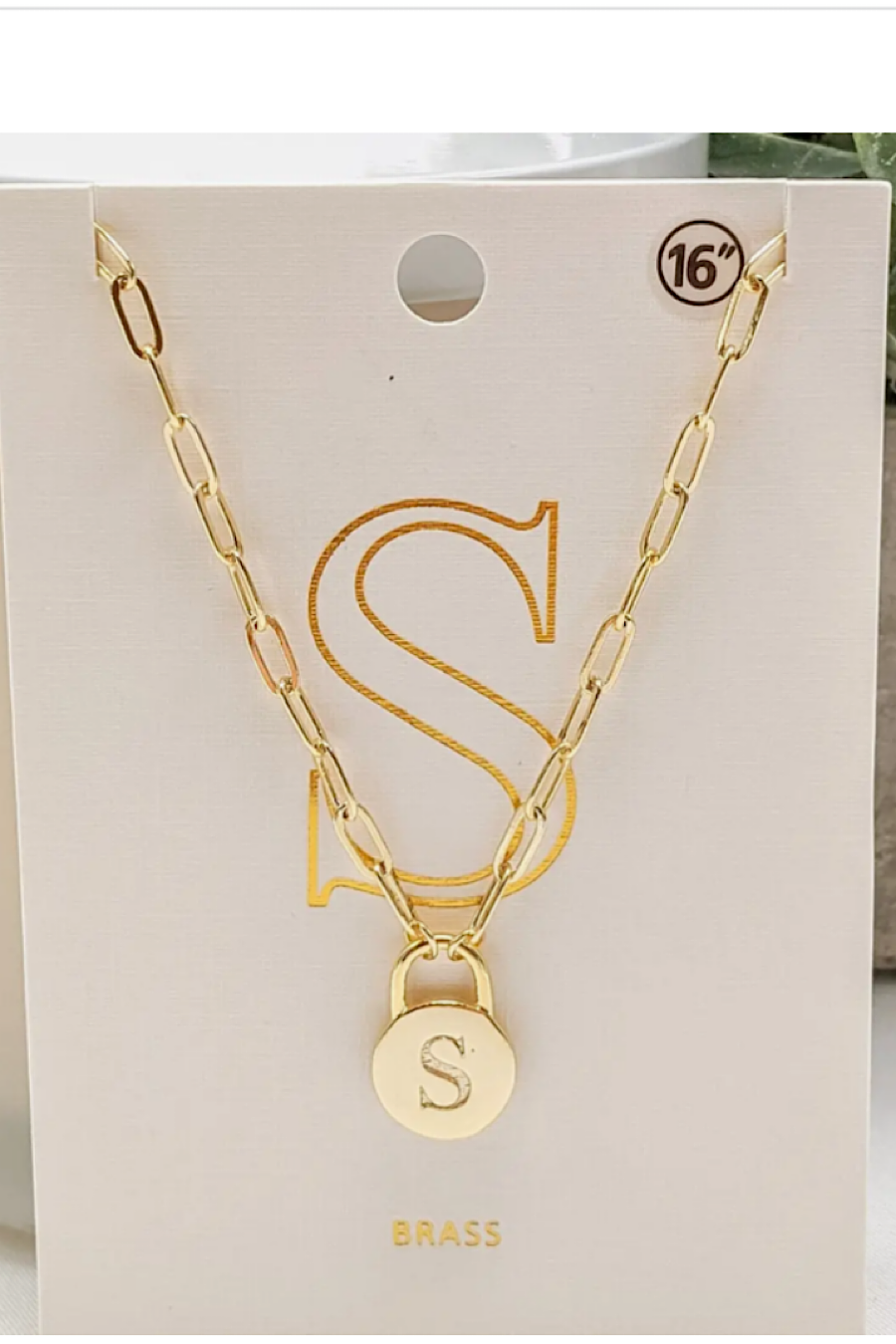 Initial Lock Pendant Necklace Gold
