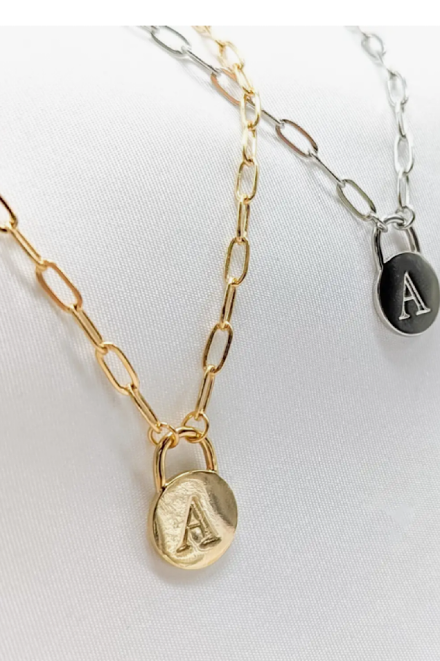 Initial Lock Pendant Necklace Silver