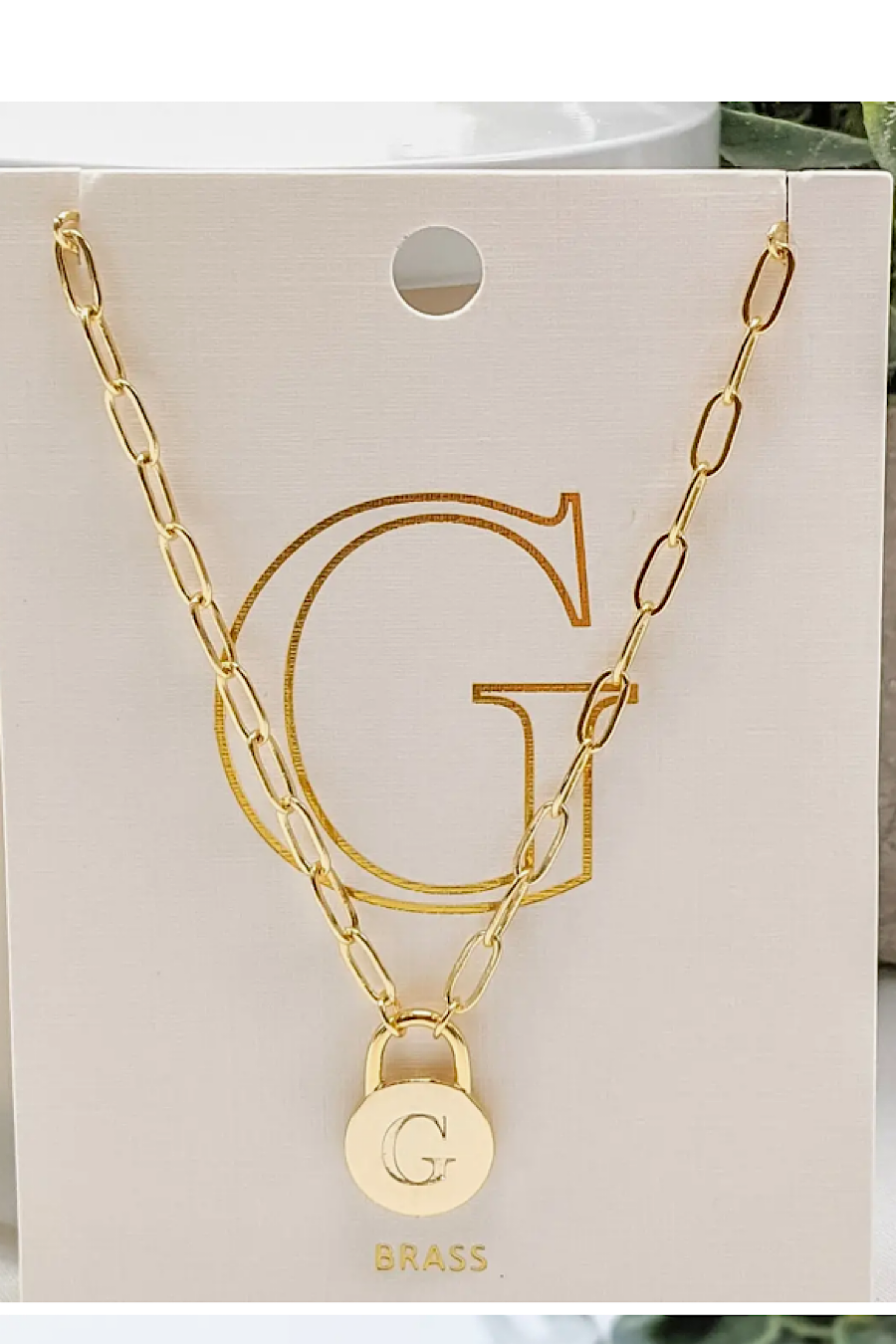 Initial Lock Pendant Necklace Gold