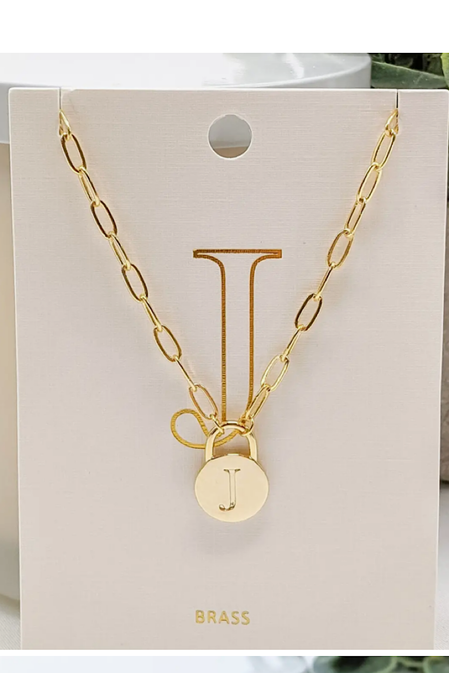 Initial Lock Pendant Necklace Gold