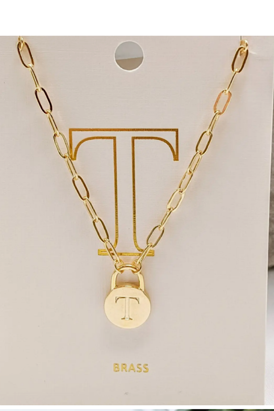Initial Lock Pendant Necklace Gold
