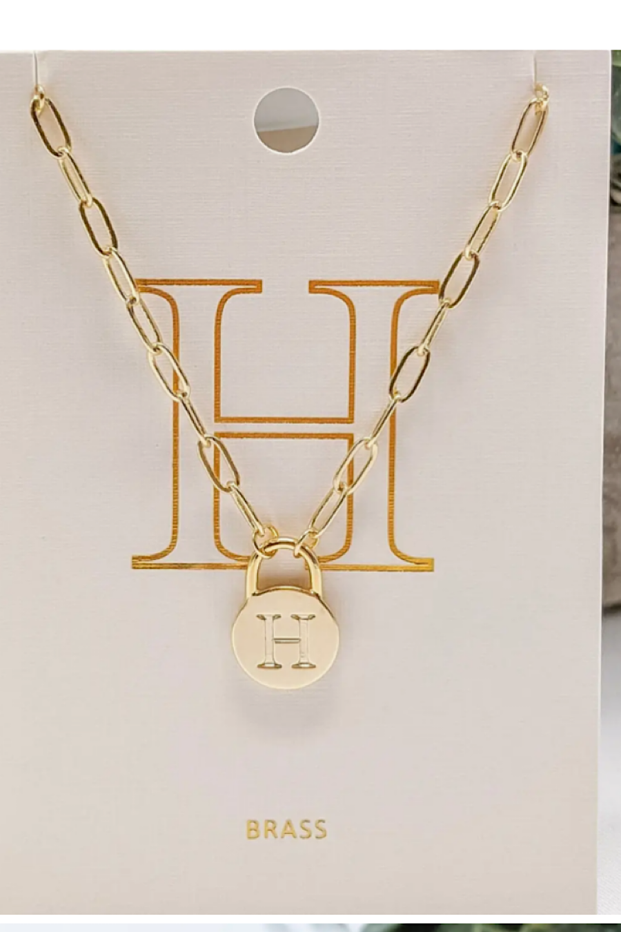 Initial Lock Pendant Necklace Gold