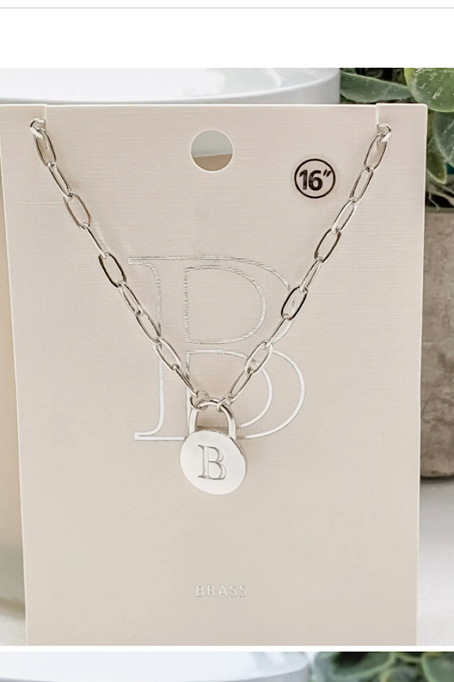 Initial Lock Pendant Necklace Silver