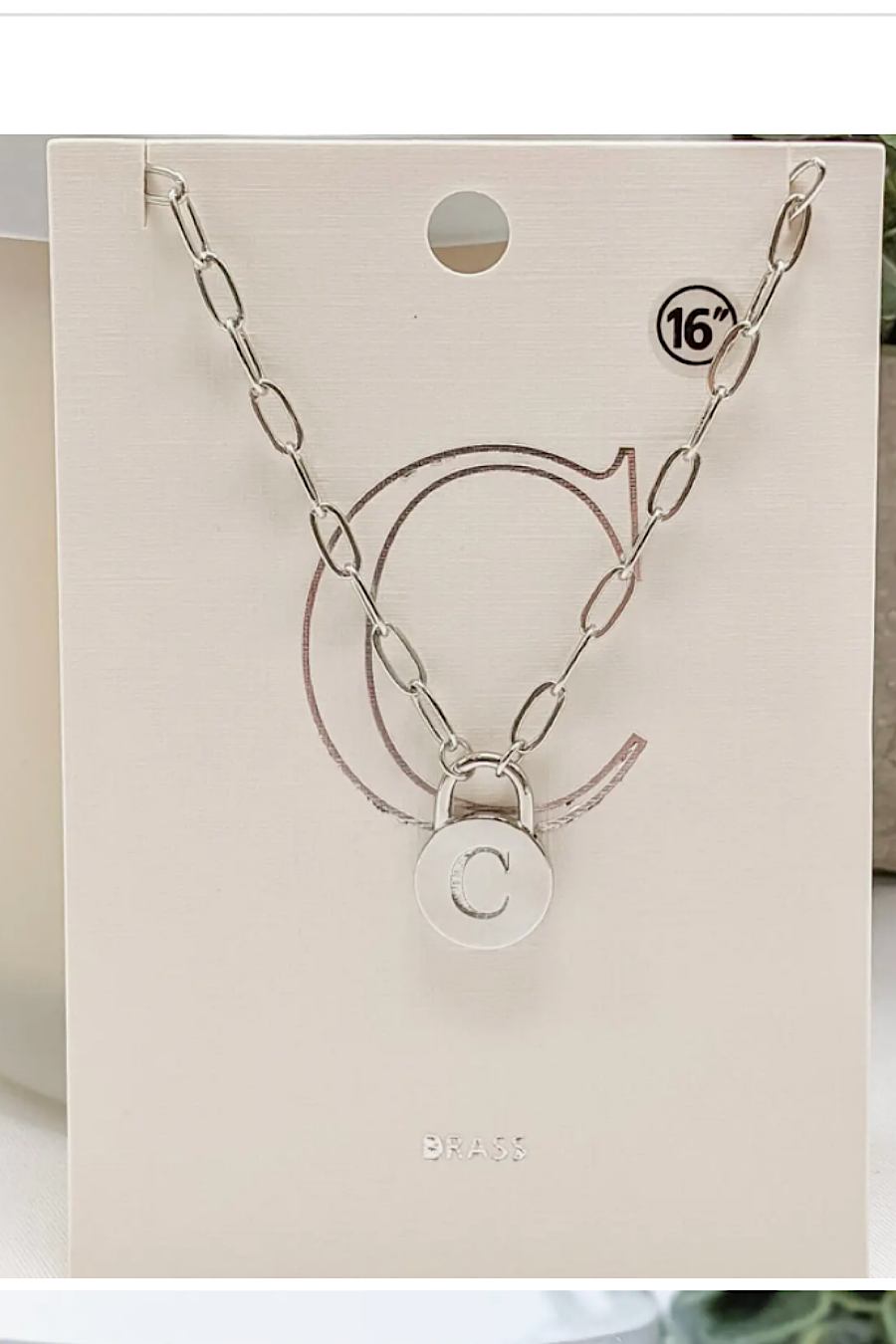 Initial Lock Pendant Necklace Silver