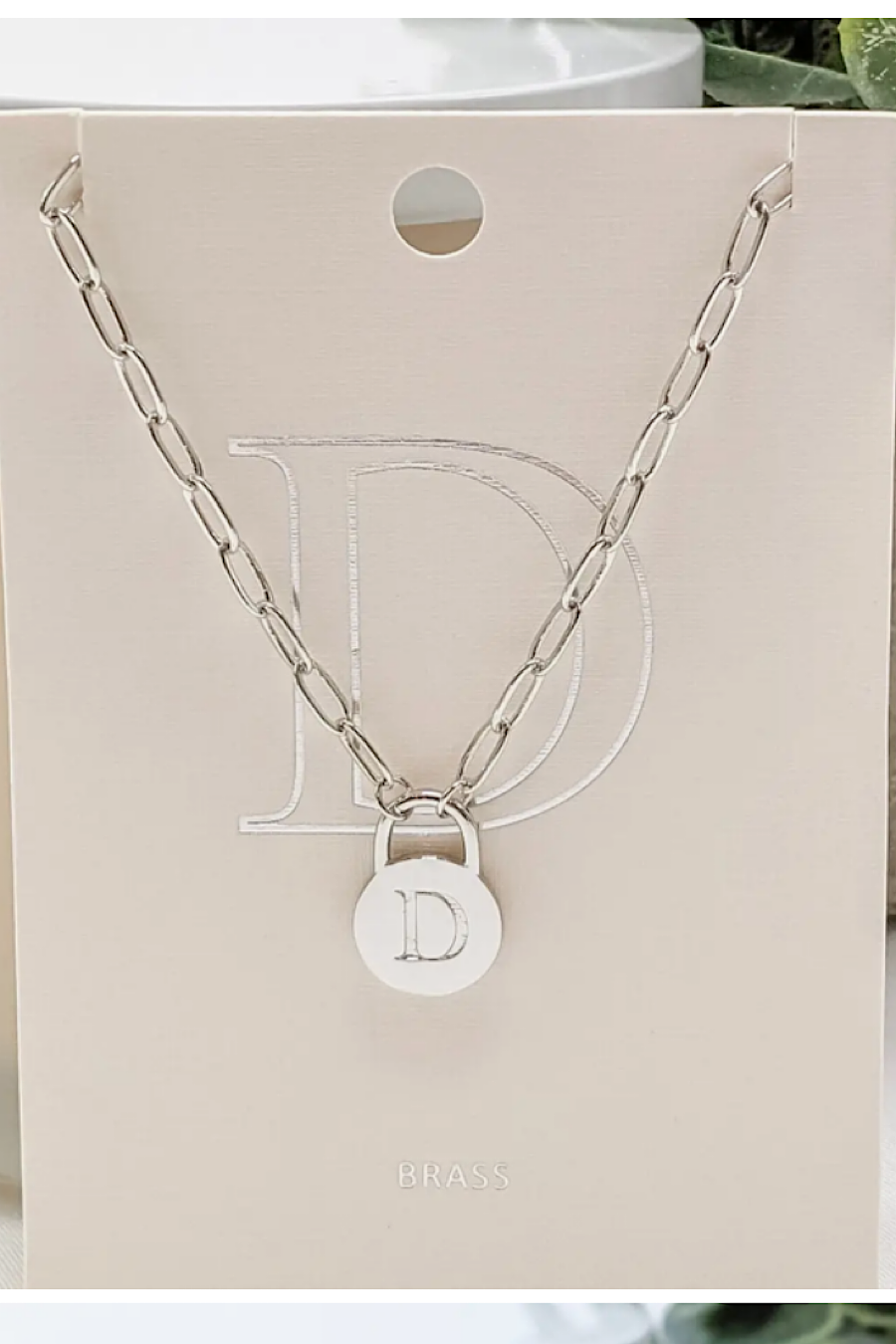 Initial Lock Pendant Necklace Silver