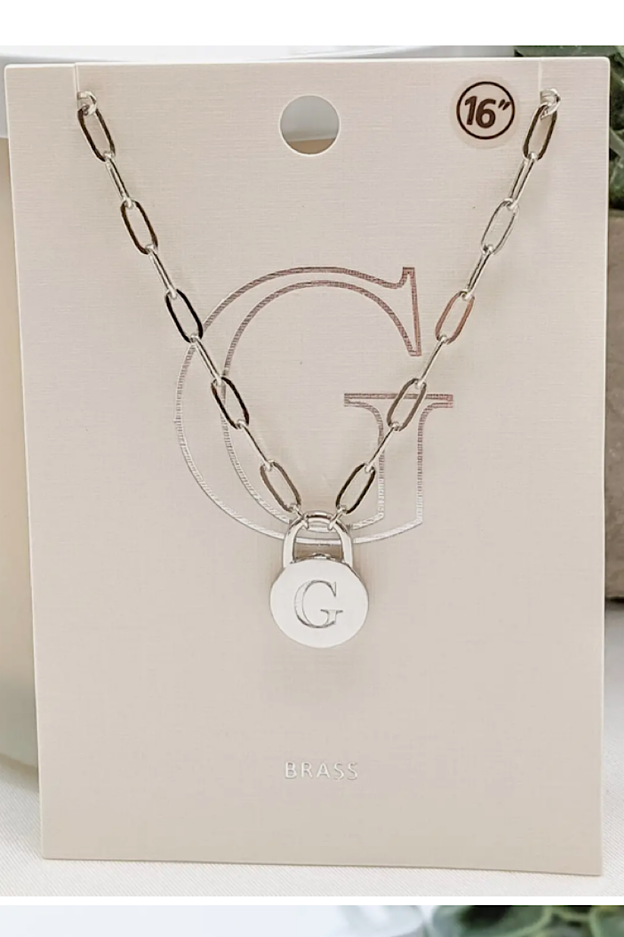 Initial Lock Pendant Necklace Silver