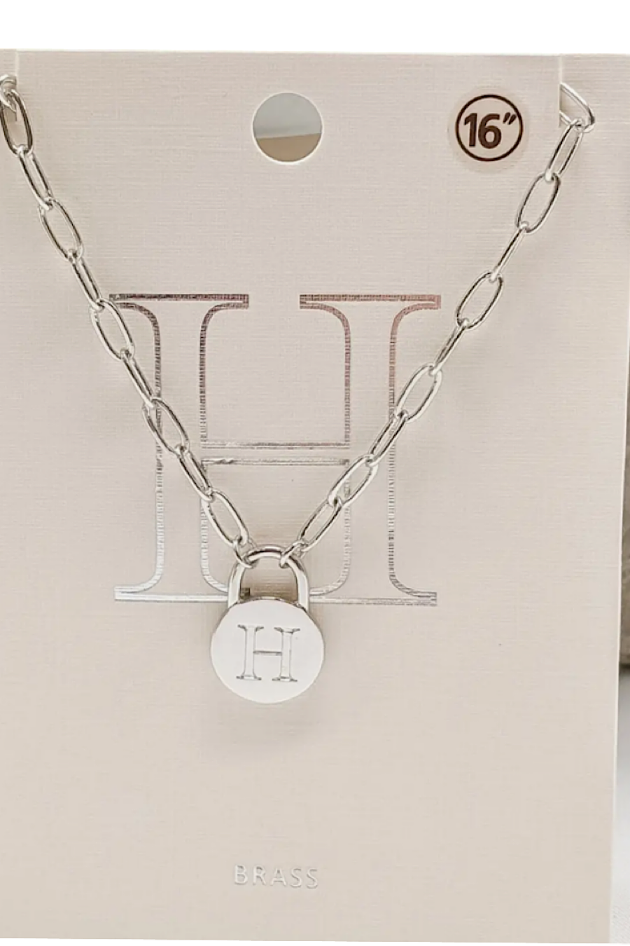 Initial Lock Pendant Necklace Silver