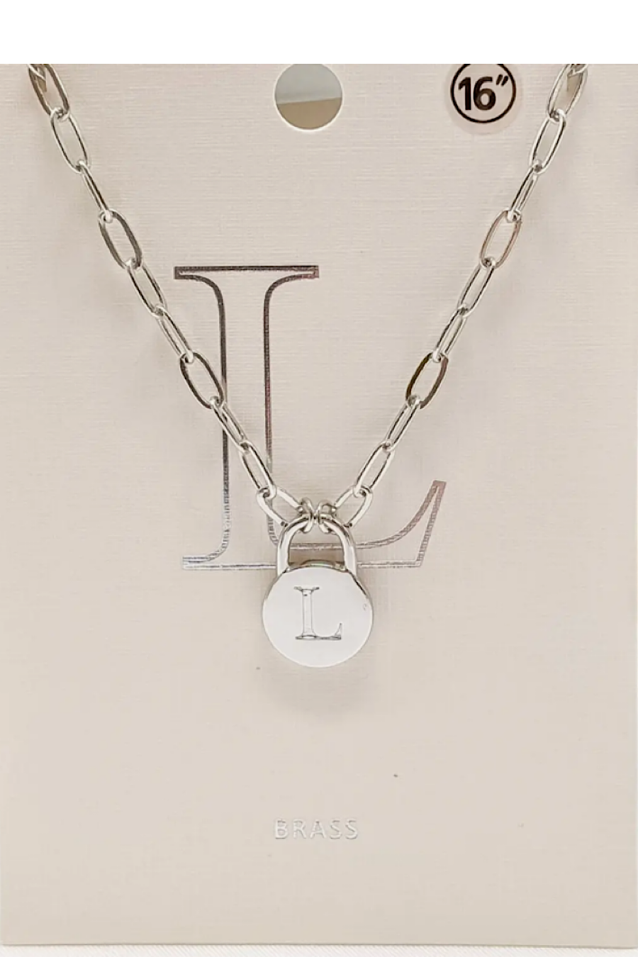 Initial Lock Pendant Necklace Silver