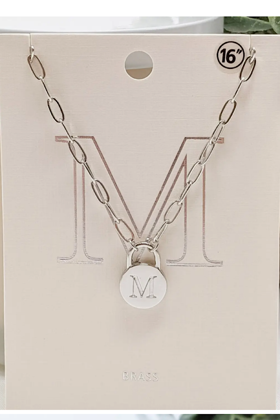 Initial Lock Pendant Necklace Silver