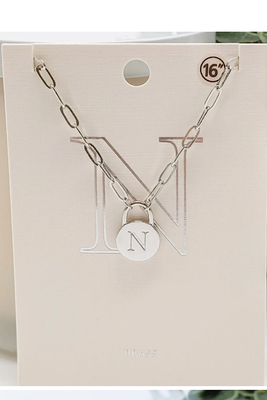 Initial Lock Pendant Necklace Silver
