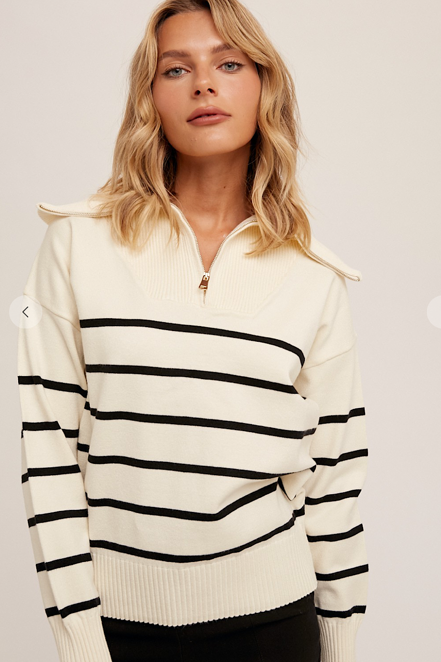 Striped Half Zip Sweater