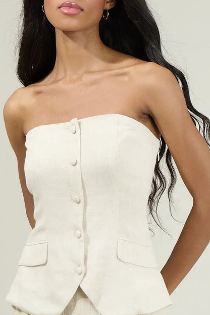 Always Captivating Linen Strapless Top