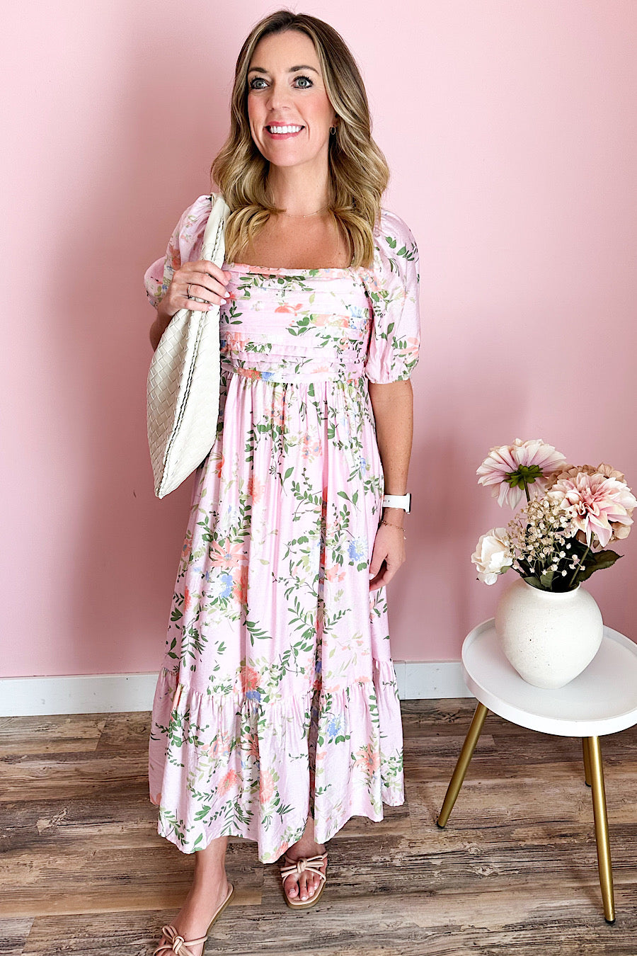 Back Home Floral Pleated Dress