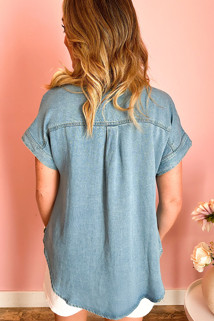 Easy Way Out Button Down Denim Shirt
