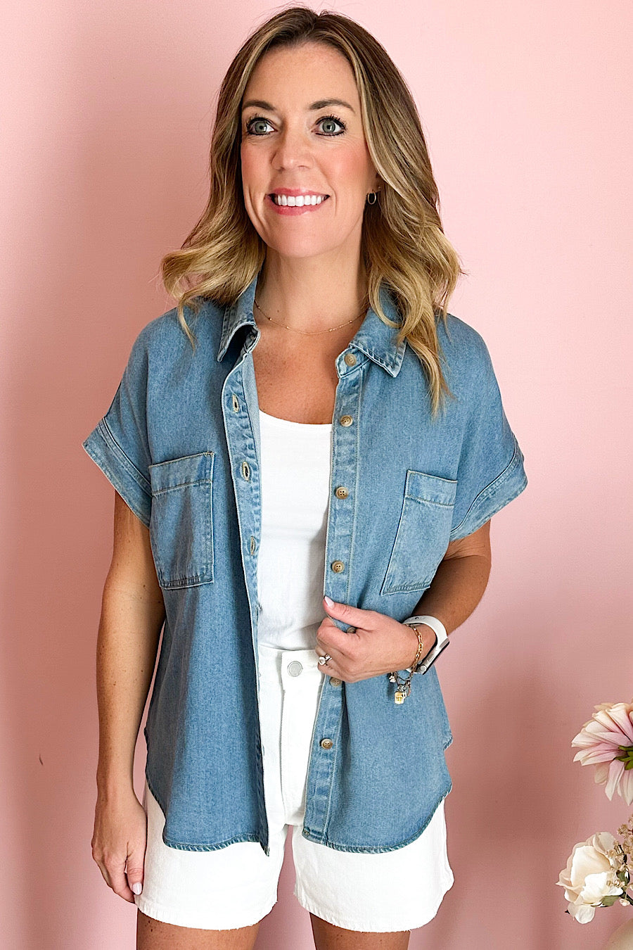 Easy Way Out Button Down Denim Shirt