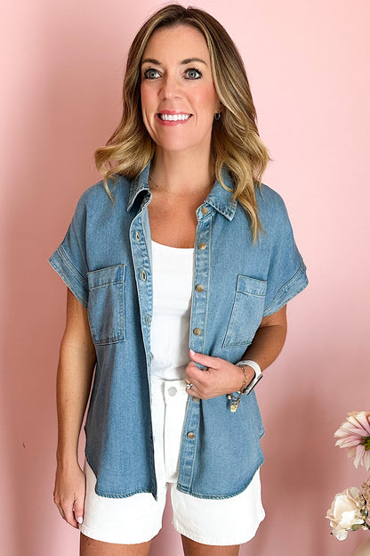 Easy Way Out Button Down Denim Shirt