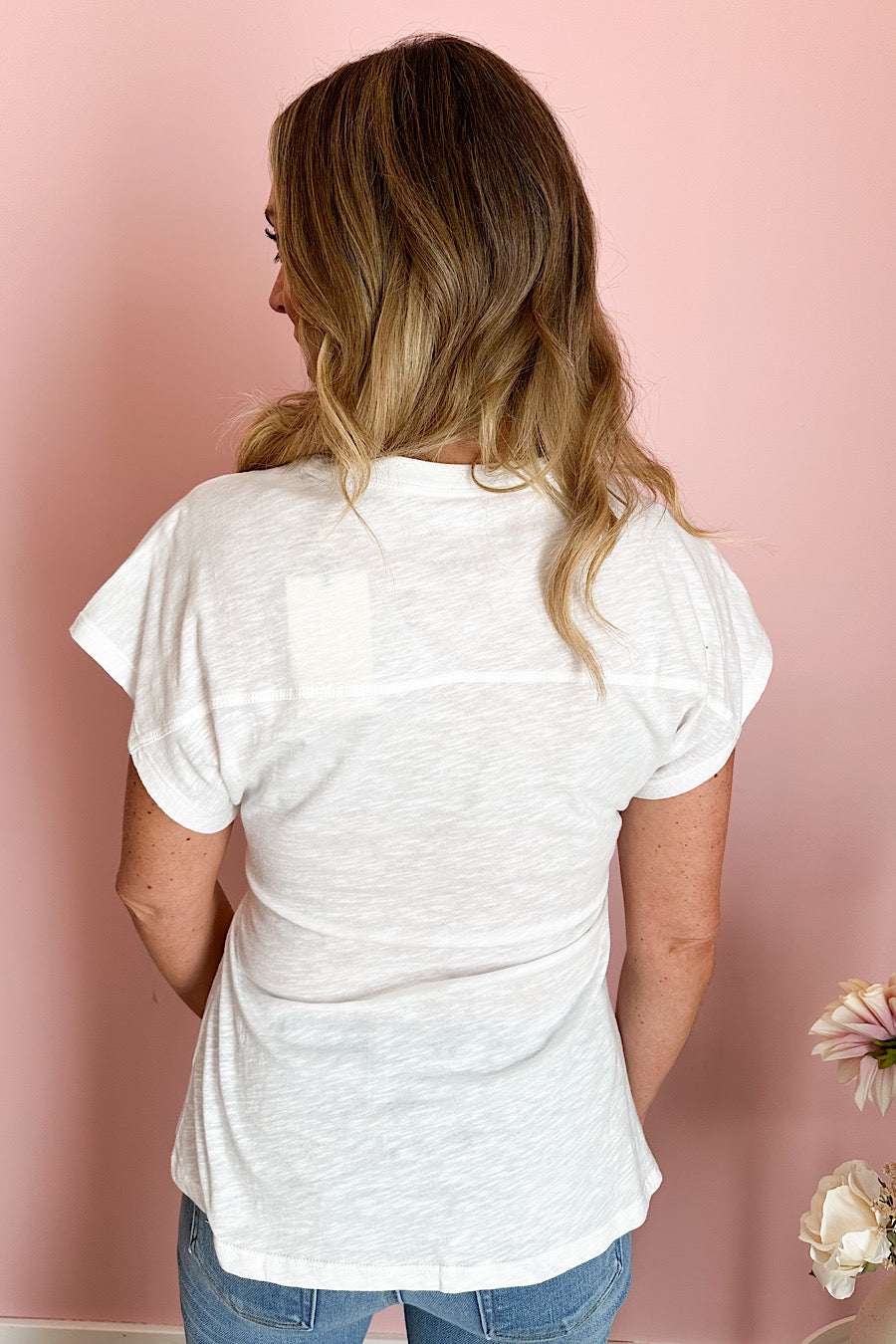 Elan Joy Tie Tunic Top in White