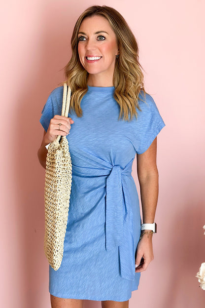 Solitaire Tie Front T-Shirt Dress Blue