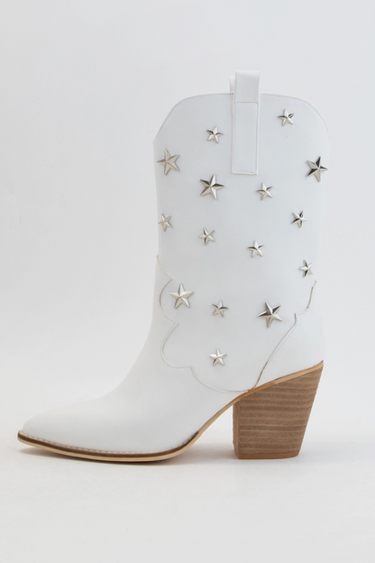 Scarlett Star Studded Boots White