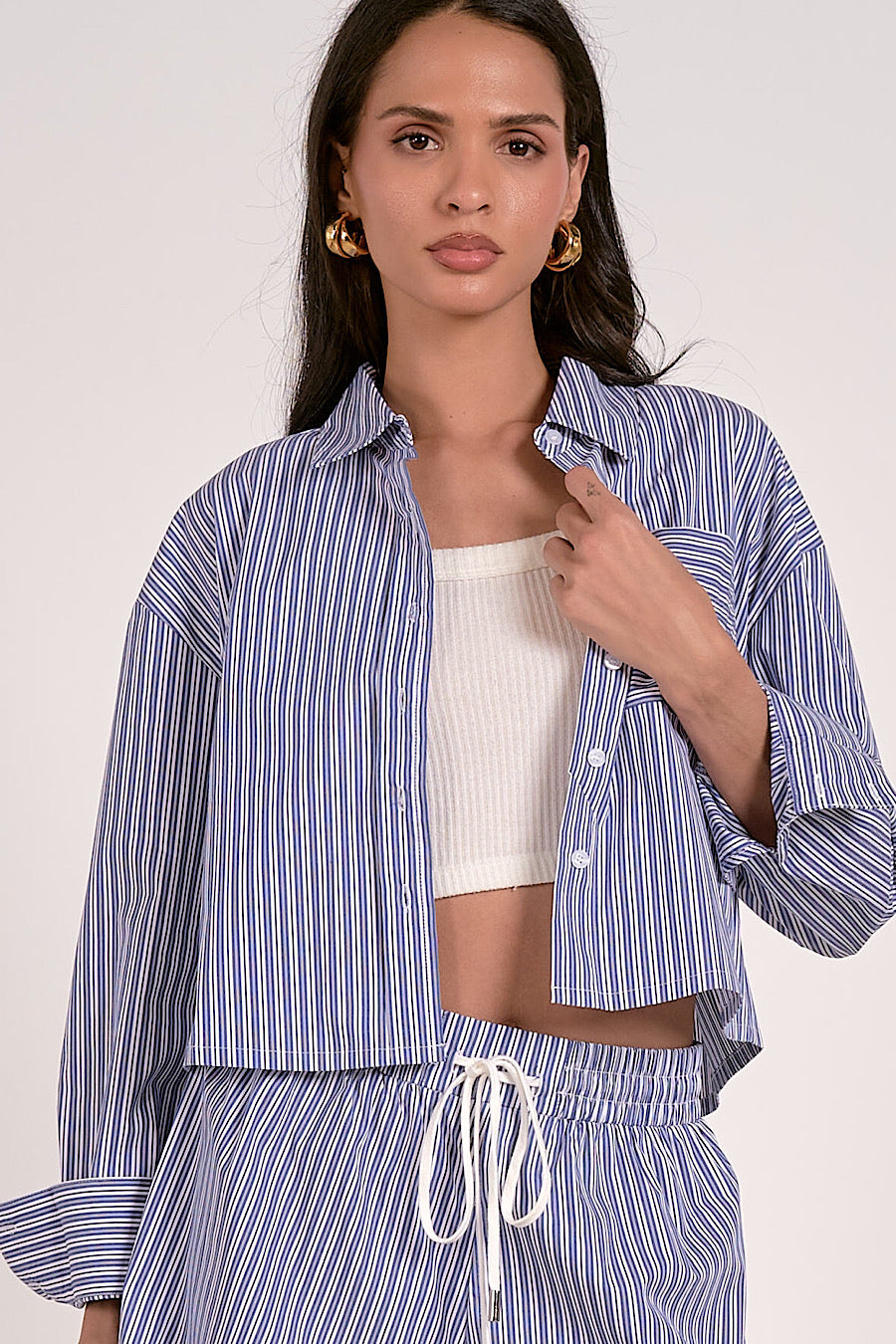 Charlotte Striped Button Down Shirt Blue