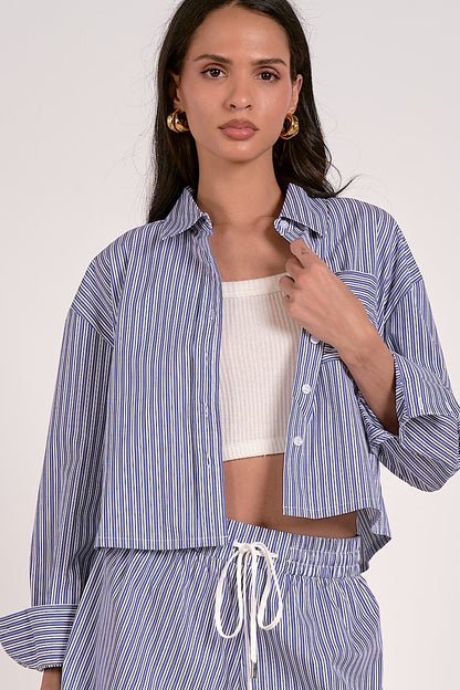 Charlotte Striped Button Down Shirt Blue