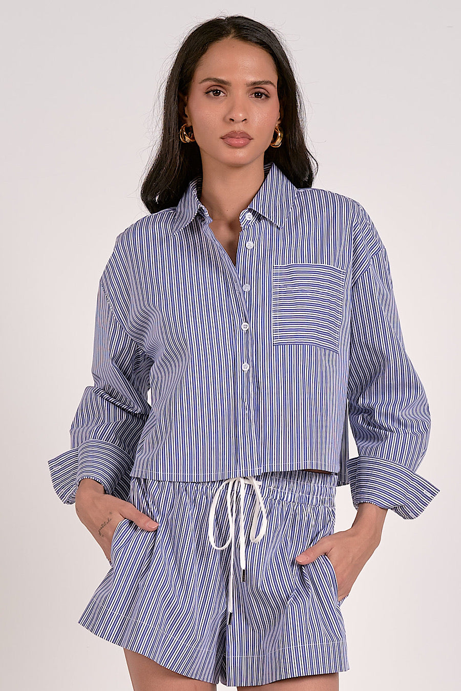 Charlotte Striped Button Down Shirt Blue