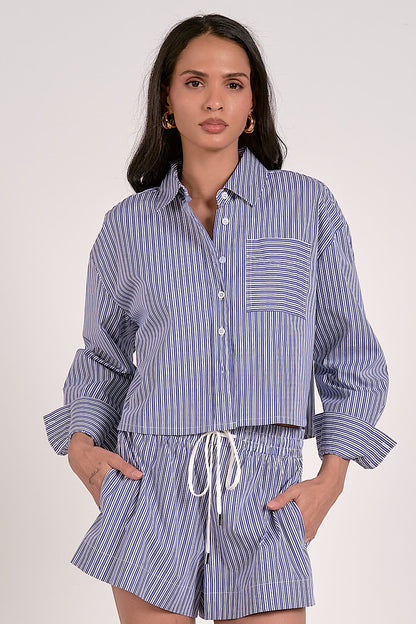Charlotte Striped Button Down Shirt Blue