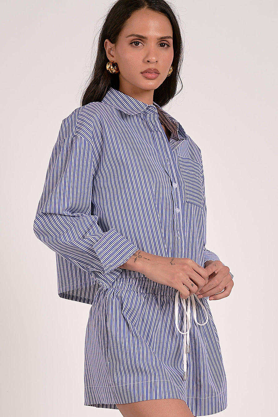 Charlotte Striped Button Down Shirt Blue