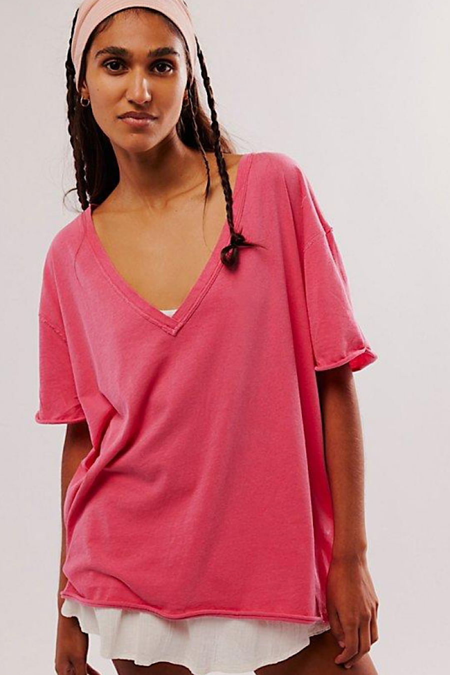 Free People Nina V-Neck Tee T-Shirt Atlas Red