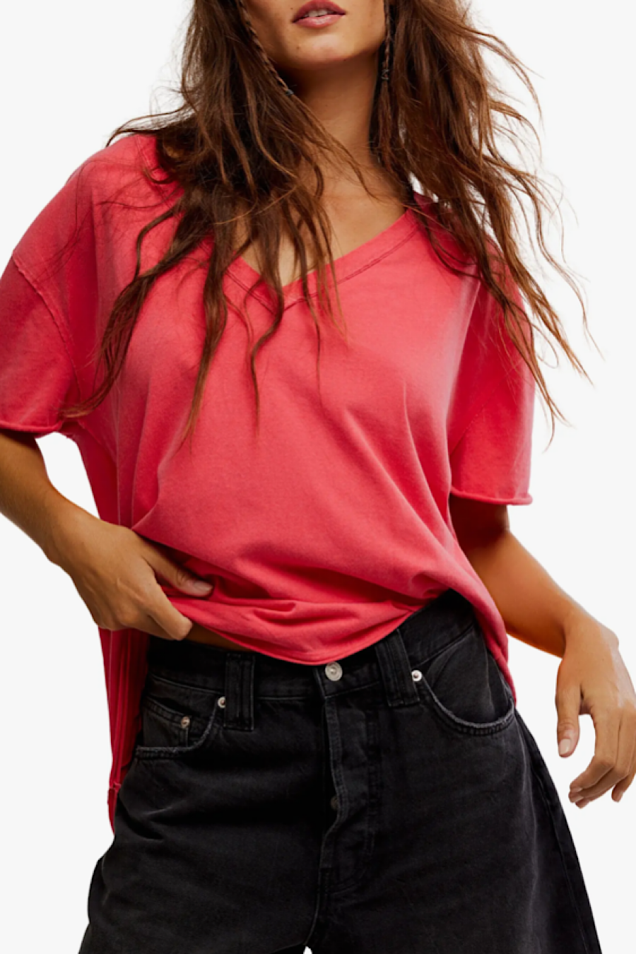 Free People Nina V-Neck Tee T-Shirt Atlas Red