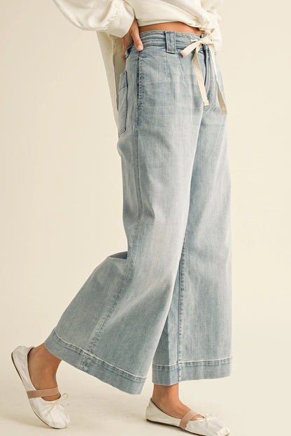Coastal Walk Tie Front Denim Pants