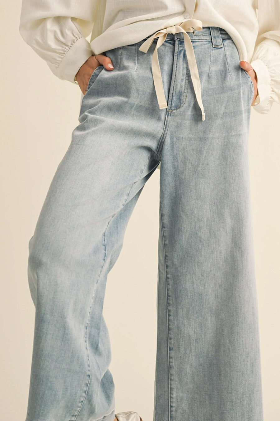 Coastal Walk Tie Front Denim Pants