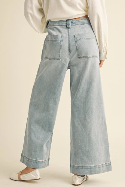 Coastal Walk Tie Front Denim Pants