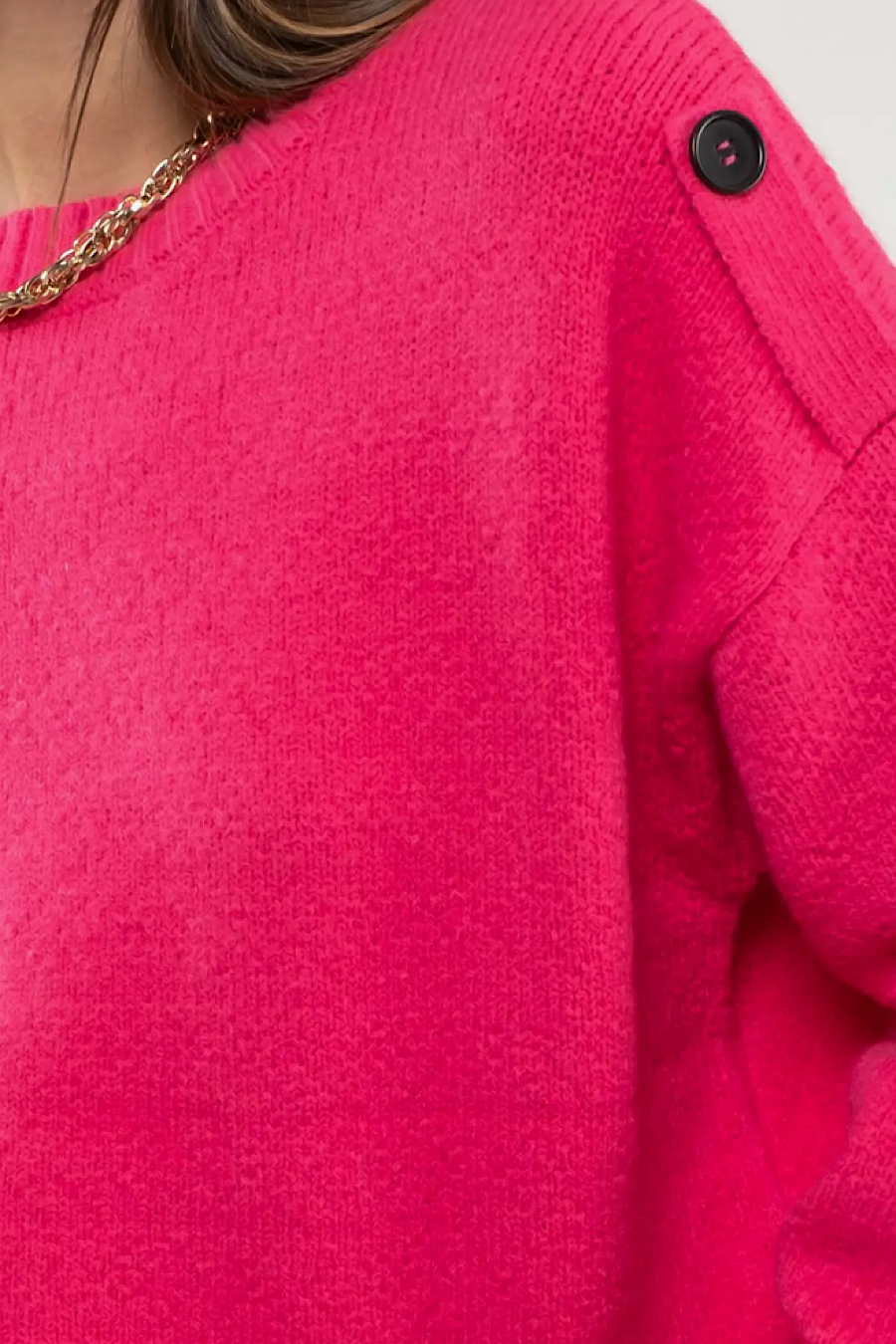 Rachelle Button Tab Sweater Pink
