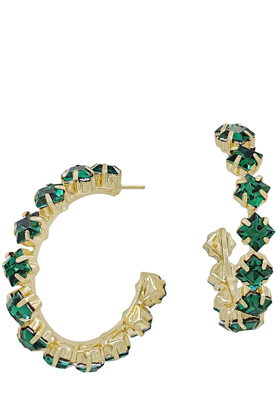 Green Crystal Hoop Earrings