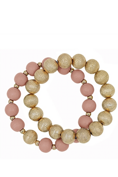 Blush & Gold Beaded Bracelet Set