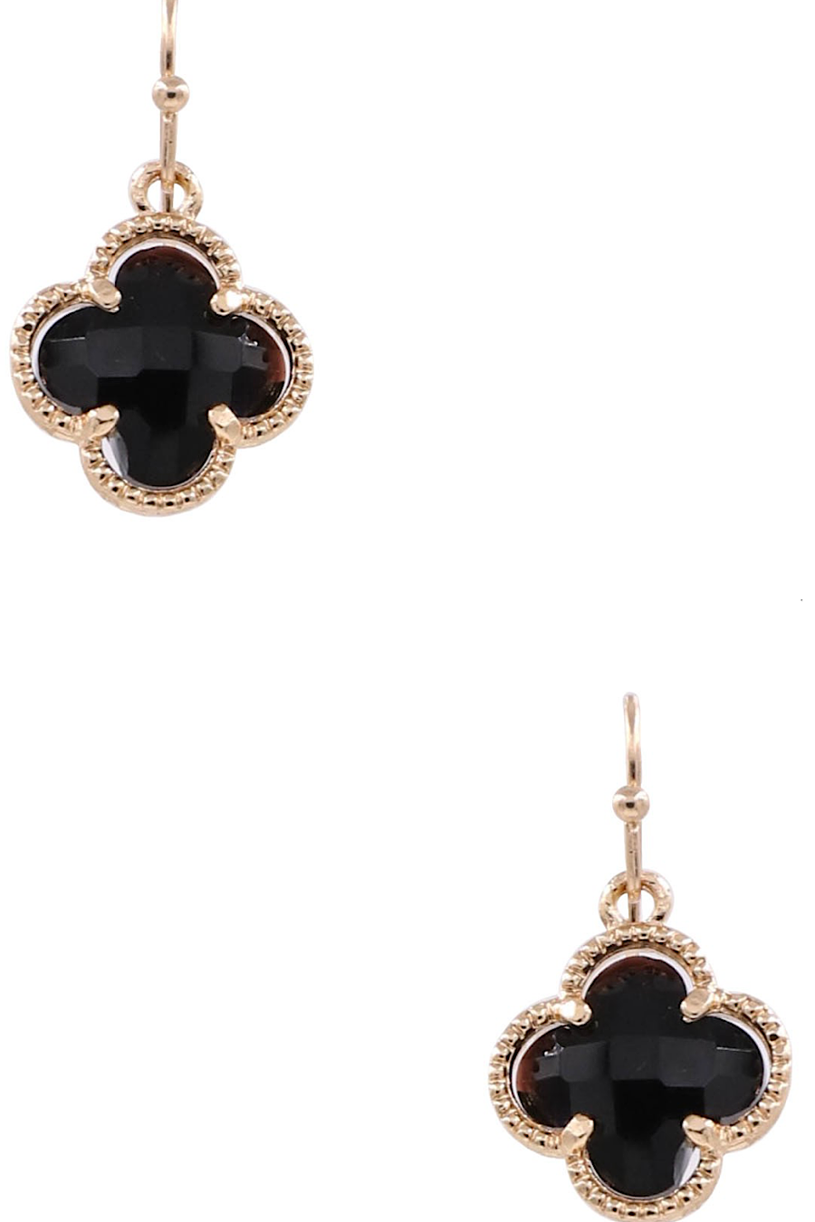 Glass Clover Earrings in Black or Crystal Clear