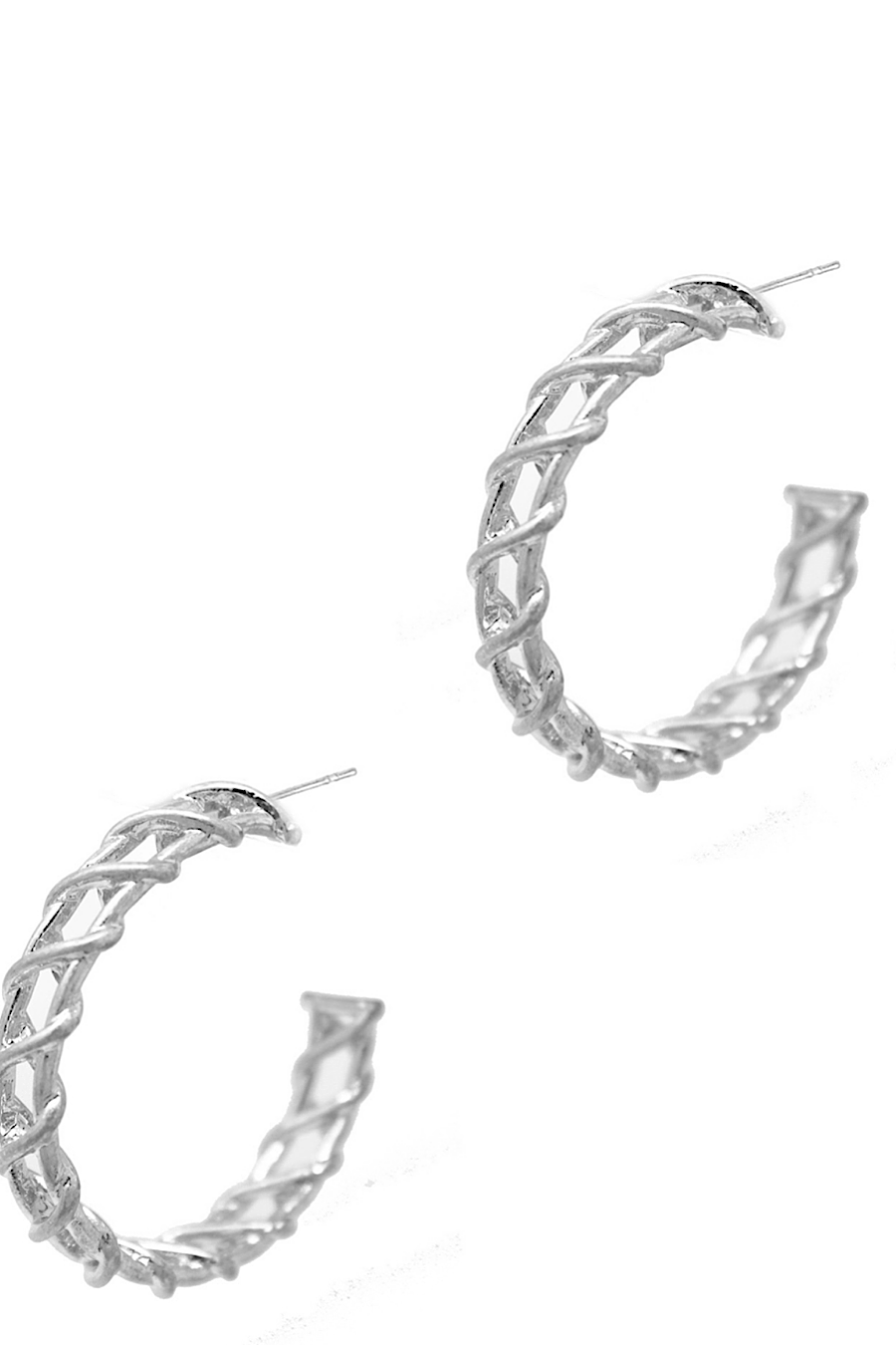 Silver Twisted Chain Hoop Earrings
