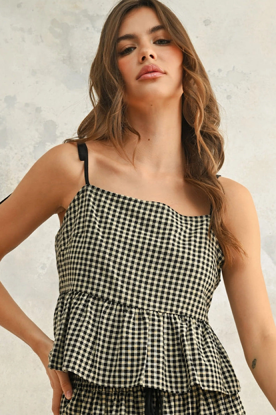 Start Your Engines Checkered Gingham Top