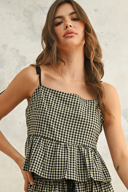 Start Your Engines Checkered Gingham Top