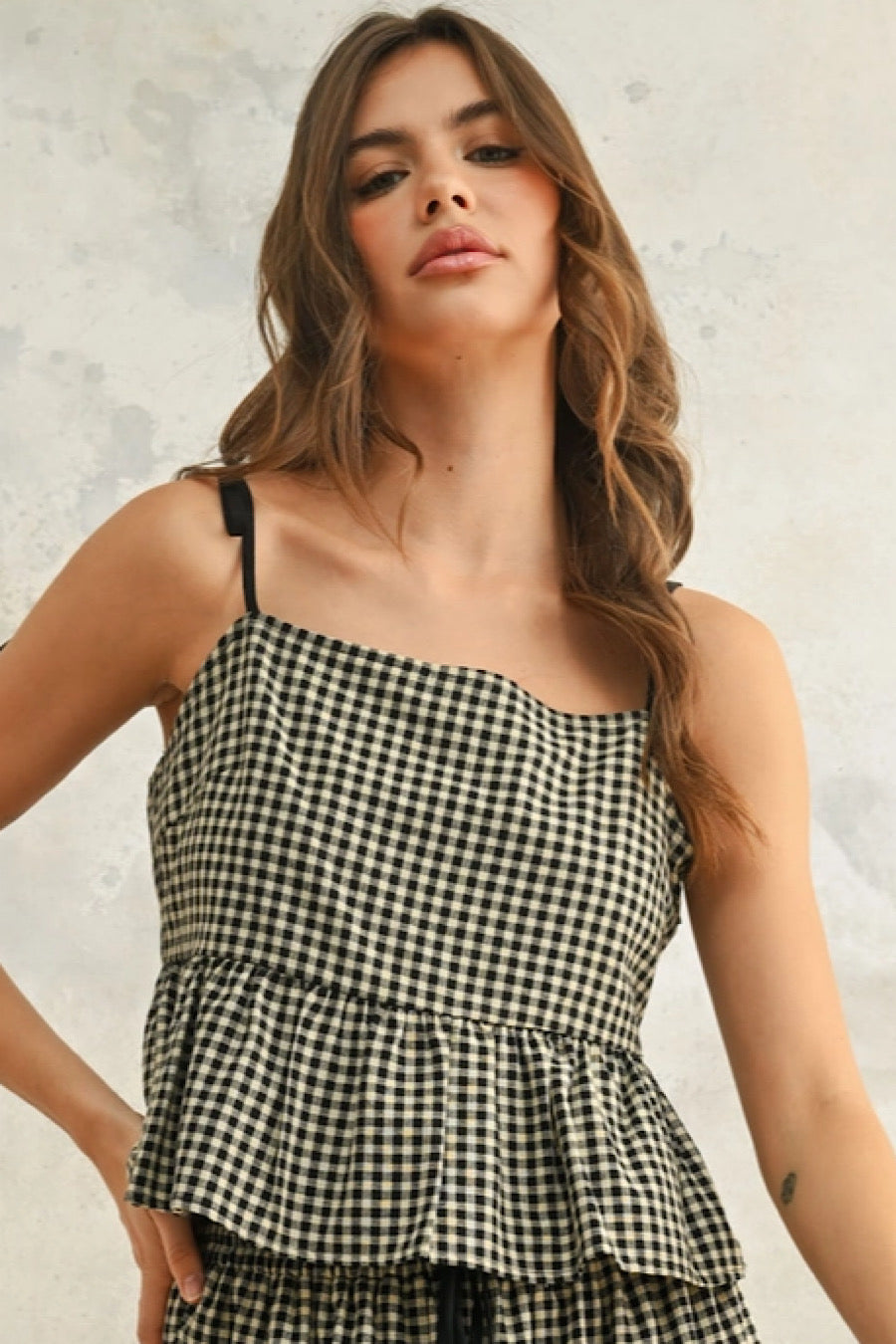 Start Your Engines Checkered Gingham Top