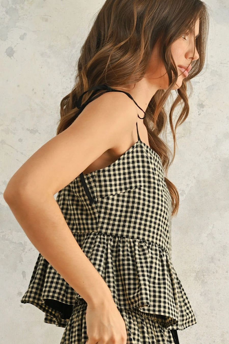 Start Your Engines Checkered Gingham Top