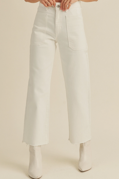 Off White Wide Leg Utility Jeans
