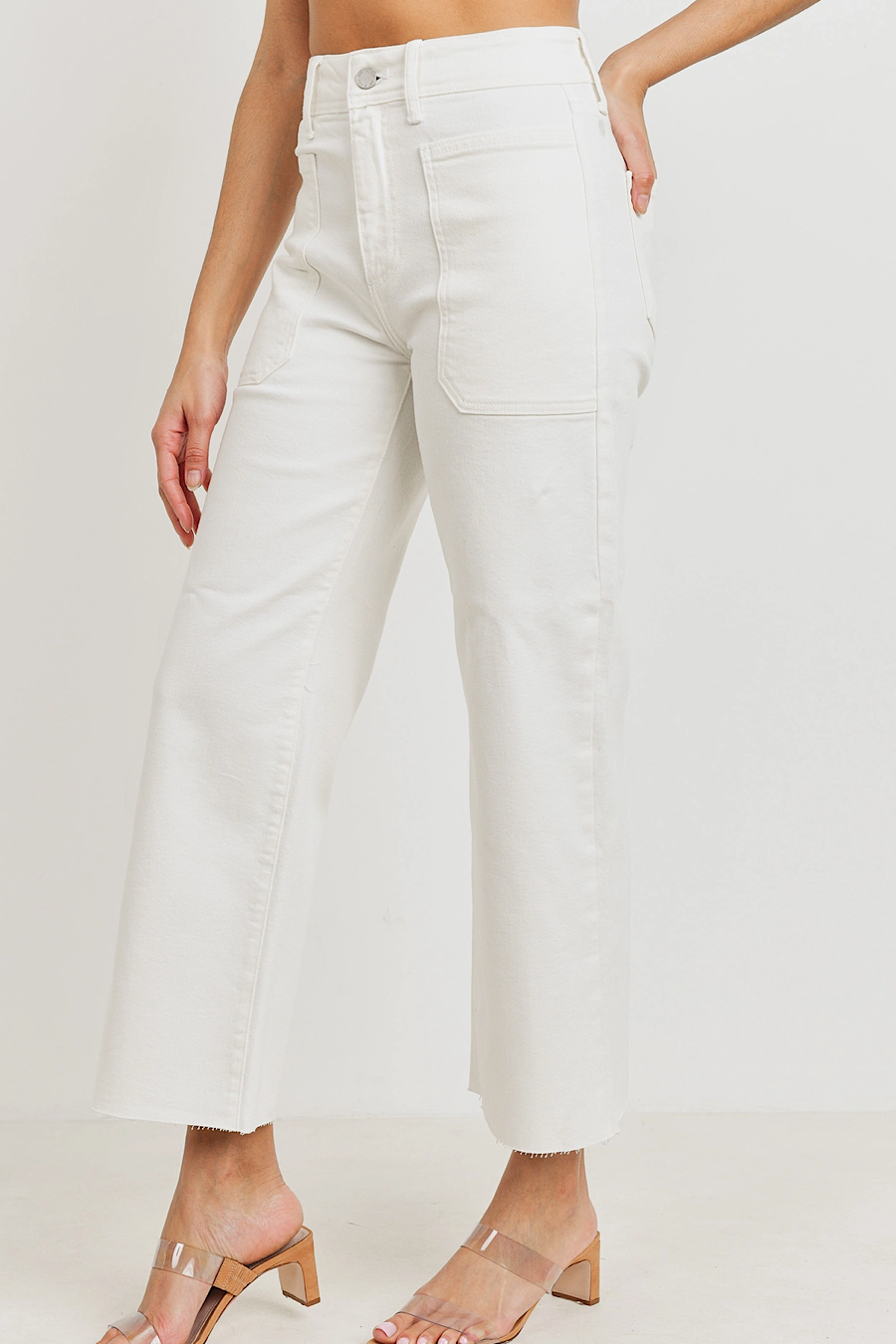 Off White Wide Leg Utility Jeans