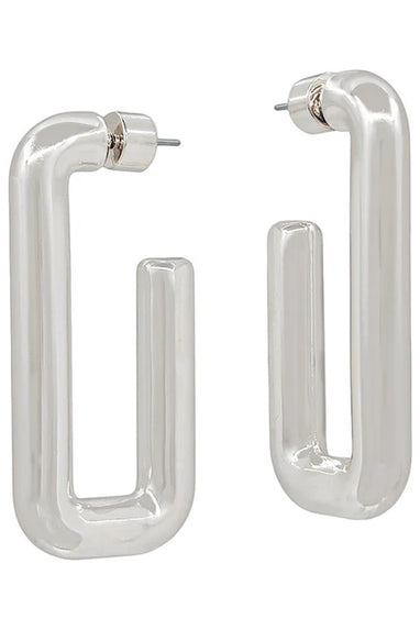 Squared Hoop Earrings in Gold or Silver