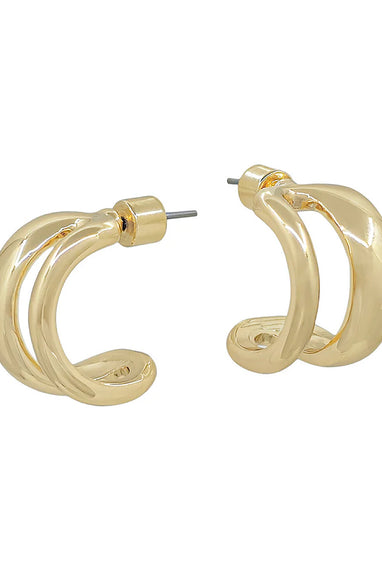 Open Double Layered Hoop Earrings in Gold or Silver